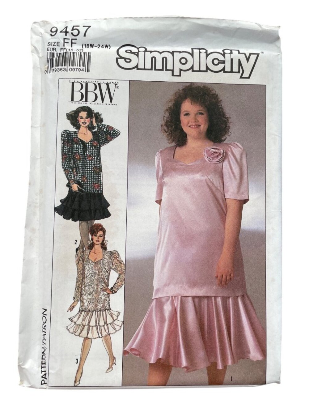Vintage 80s Simplicity 9457 Sewing Pattern Sizes 18W-24W Two Piece Dress UNCUT
